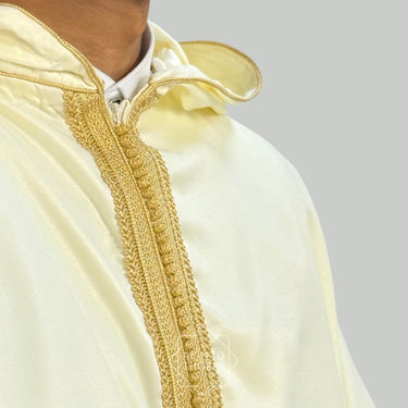 Royal Lightweight Cream & Gold Hooded Djellaba