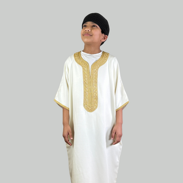 Boy's Luxury White & Gold Moroccan Gandoura