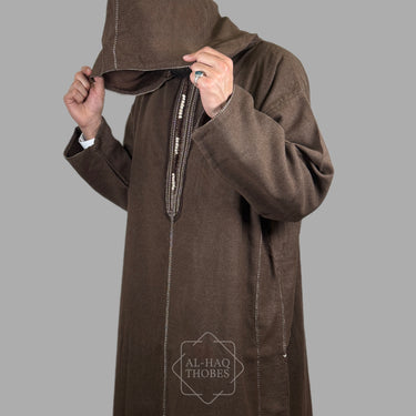 Premium Qahwa Brown Hooded Moroccan Thobe