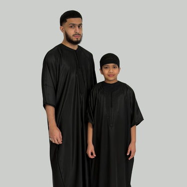 Boy's Luxury Obsidian Black Zipped Moroccan Gandoura