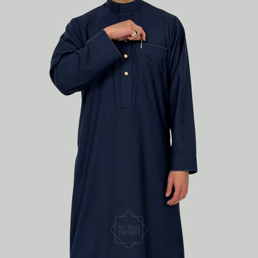 Deep Blue Collared Thobe | Signature Elite