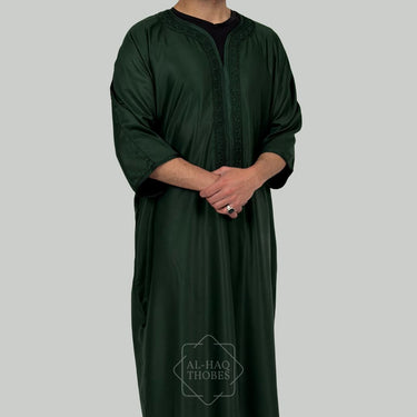 Luxury Forest Green Moroccan Gandoura Thobe